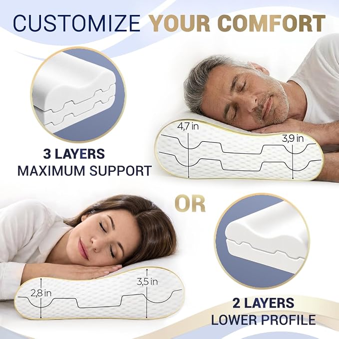 Royal Therapy 9-Pack Queen Memory Foam Pillow, Cervical, Queen Contour Pillow, Orthopedic Pillow for Neck Support, Neck Pain, Side Sleepers, CertiPUR-US - Image 6