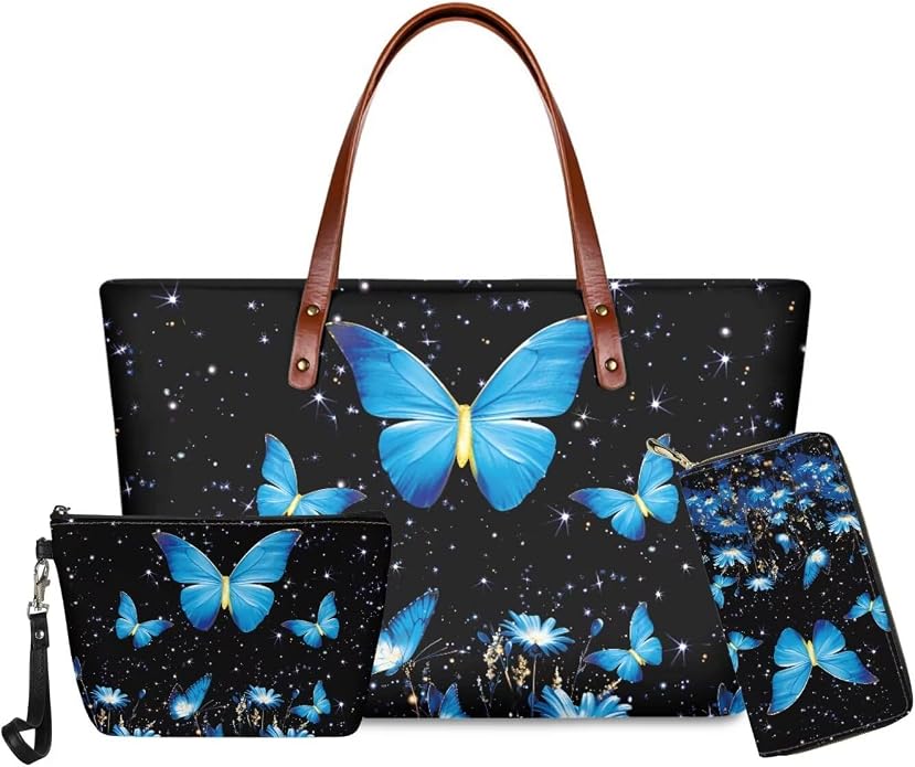 GIFTPUZZ Women Tote Bag Women Wallet Portable Cosmetic Bag for Women Bag Set 3 Pack PU Leather Bags with Zipper - Image 3