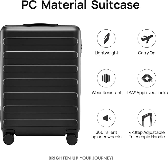 NINETYGO Carry On Luggage, 20 Inch, Black, Rhine Basic | 22x14x9 Airline Approved, Smooth Spinner Wheels, Lightweight Hard Shell PC, TSA Approved - Image 2