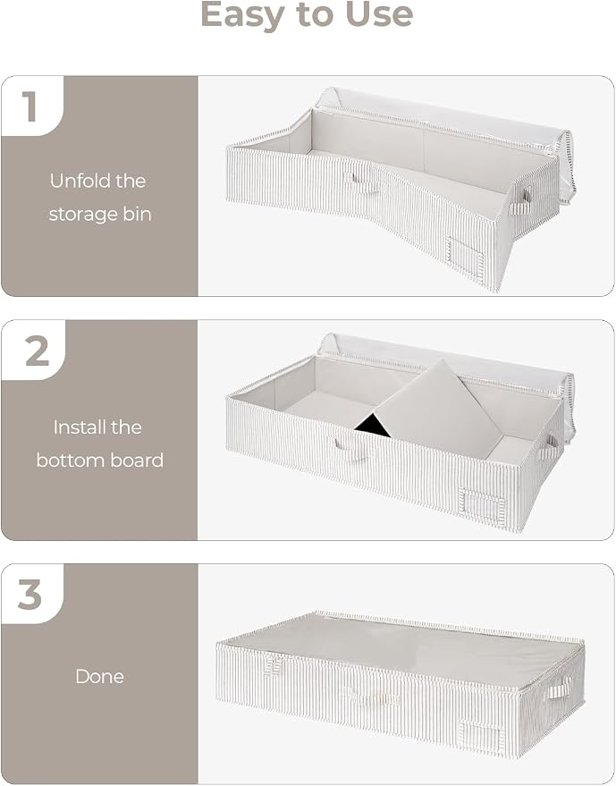 StorageWorks Extra Large Under Bed Storage Containers with Handles and Label Holder, 2 Pack Ultra-thick Fabric Underbed Bins, Closet Organizer for Clothes, Blankets, Sweater - Image 8
