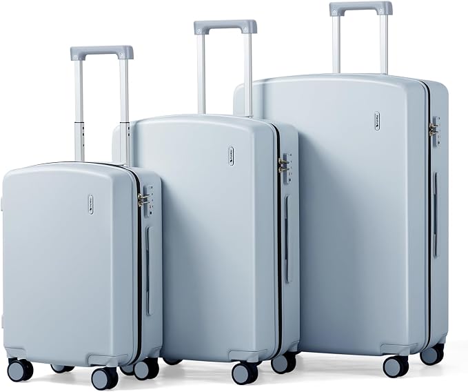 Hanke Hard Shell Luggage Sets 3 Pieces, Carry On and Checked Luggage Sets with Spinner Wheels, Durable PC Hardside Rolling Suitcase for Travel (20/24/28 Inch, Grey) by Hanke