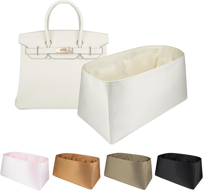 Organizer Insert for Birkin 20/25/30/35/40/45 | Satin Inner Bag Organiser(Size: BK20, Color: Craie) by Unknown