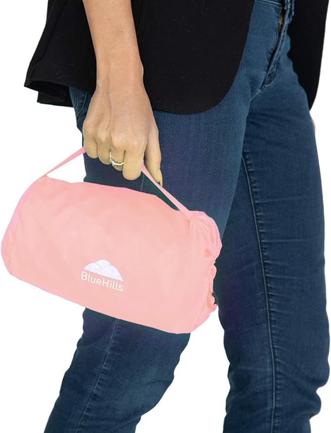 BlueHills Ultra Compact Travel Blanket Pillow Soft Airplane Throw - Pink | 70 X 56 Long, Luggage Strap & Carabiner, Compact Lightweight, Airplane Traveling Essential Accessories, Cruise Throw in Bag - Image 7