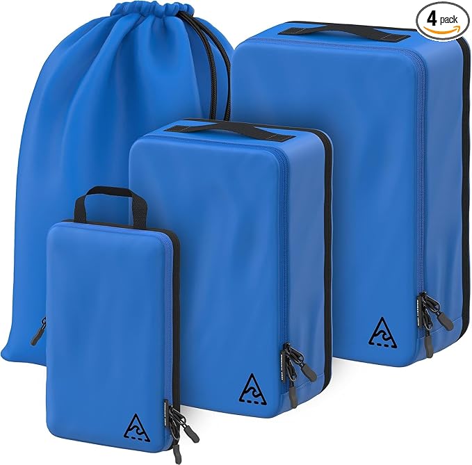 4-Piece Luxury Compression Packing Cubes & Bags for Travel – Maximize Space in Luggage with HybridMax Double-Capacity Design, 50 Luggage Tags, Patented Suitcase Organizer Bags, Lifetime Satisfaction by WellTraveled