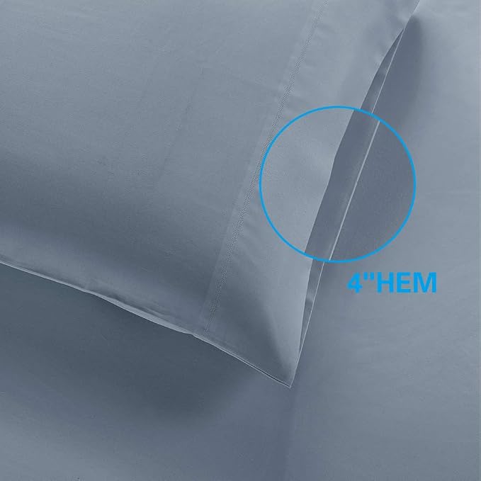 100% Supima Cotton 600 Thread Count King Pillowcase Set of 2, Luxury Hotel Pillow Cases,Soft & Silky Sateen Weave, Premium Quality King Pillowcase 2 Pieces (Blue Grey,King) - Image 7