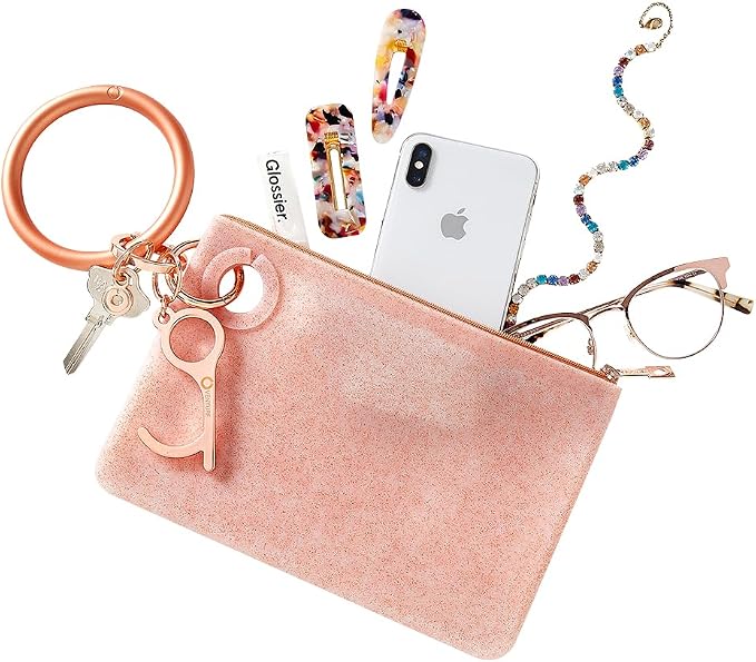 Oventure Large Silicone Pouch – Rose Gold Confetti | Waterproof Zipper Bag & Holiday Gift for Women, Makeup & Travel - Image 3