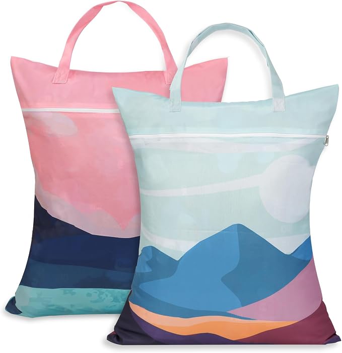 HOTUT Travel Laundry Bag,2pcs Waterproof Bathing Suit Workout Bag,Dirty Clothes Bags with Zipper for Home,Travel,Holiday,Camping,Caravan,Dormitory by HOTUT
