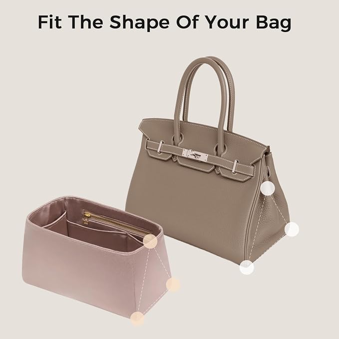 ZTUJO Silky Purse Organizer For Birkin, Luxury Purse Organizer Insert (Etoupe Grey, BK30) - Image 4