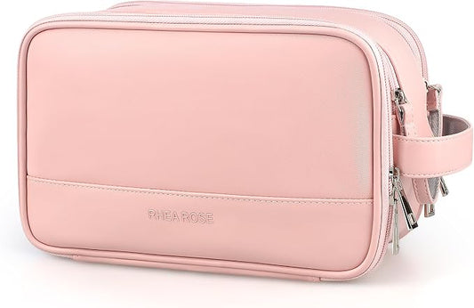 Toiletry Bag for Women, Makeup Travel Bag Organizer, Large Bathroom Cosmetic bag, Traveling Dopp Kit Accessories Shower Bag, Pink by RheaRose