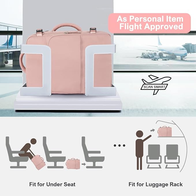 Sinaliy Travel Backpack for Women, Airline Approved Personal Item Bag | Waterproof 16 Inch Laptop Backpack for Work, College, Weekend, Business, Travel Bag with Wet Pocket, Pink - Image 2