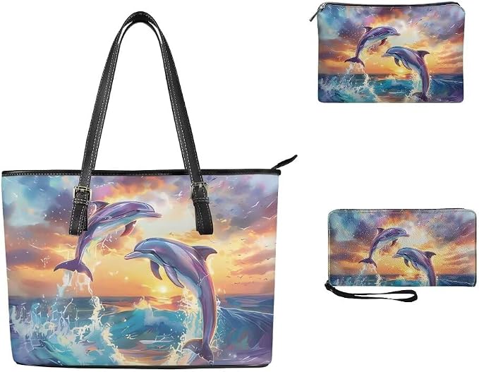 Women Purse Handbags Wallet Sets Leather Shoulder Tote Bag for Women,Top Handle Purse with Wrist Wallet Bag - Image 3