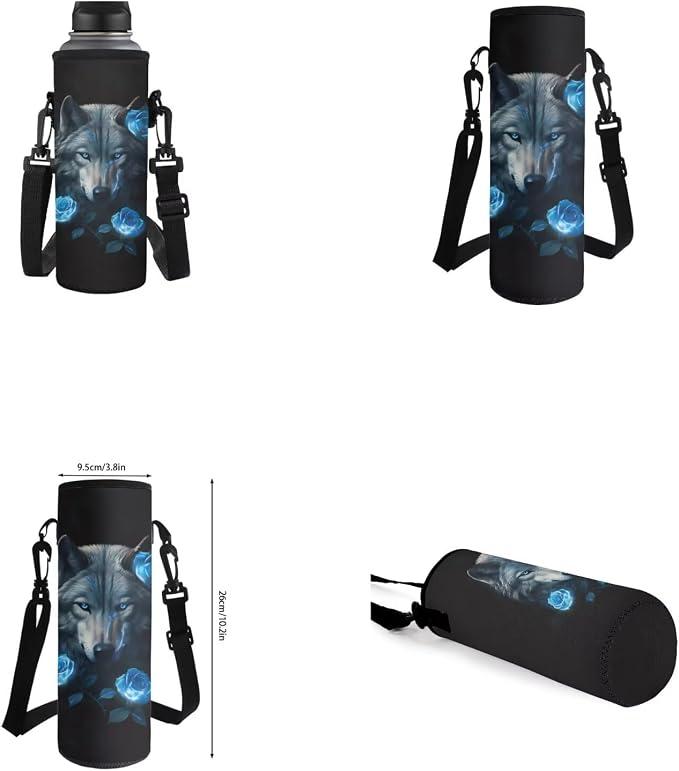Wolf Backpack for Girls Kids Backpack with Lunch Box Water Bottle Pouch and Big Pencil Case 4PCS Set Bookbag with Front Pocket for School Teens 17" Large Capacity School Bag with Side Pocket - Image 6