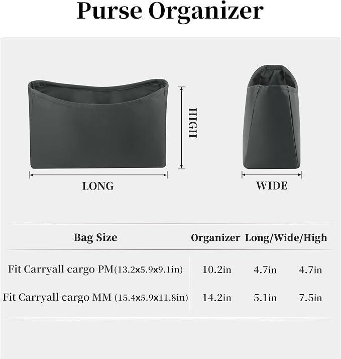 Purse Organizer for LV CarryAll Cargo Vibe PM, Gris Meyer | Tailored Fit, Multiple Pockets, Lightweight Satin, Purse Essentials, Ideal for Travel, Shopping, and Daily Use - Image 5