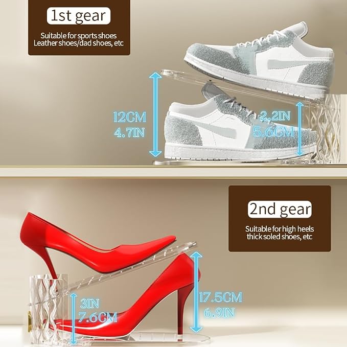 Shoe Slots Organizer, Adjustable 15 Pack Shoe Stacker for Closet Storage, Clear Double Layer Space Saver, Durable and Stackable Shoe Holder for Sneakers Heels and Flat - Image 5