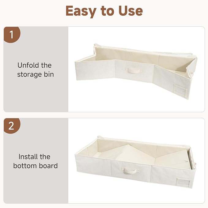 StorageWorks Under Bed Storage Containers - Extra Large Underbed Storage with Handles and Label Holder, 2 Pack Ultra-thick Fabric Underbed Bins, Closet Organizer for Clothes, Blankets, Sweater - Image 7