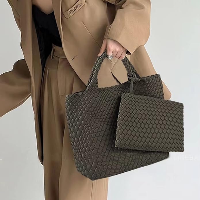 JINMANXUE Woven Hobo Bag For Women Neoprene Tote Bag Large Capacity Handbag Patchwork Handmade Casual Shoulder Bags - Image 3