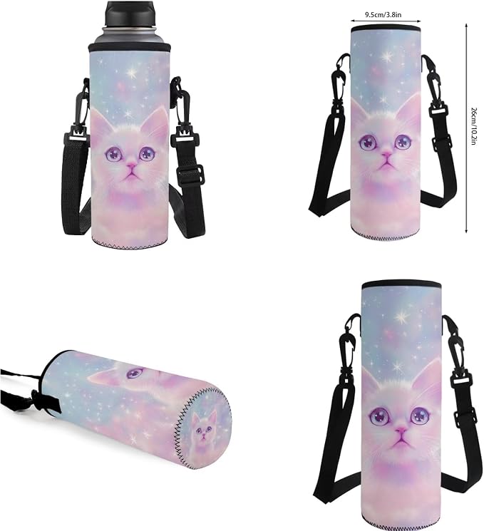 Aesthetic Galaxy Cat Backpack for School Girls Backpack with Lunch Box Water Bottle Bag and Soft Pencil Case 4PCS Set 17" Bookbag with Compartments Lightweight Elementary School Bag for Kids - Image 7