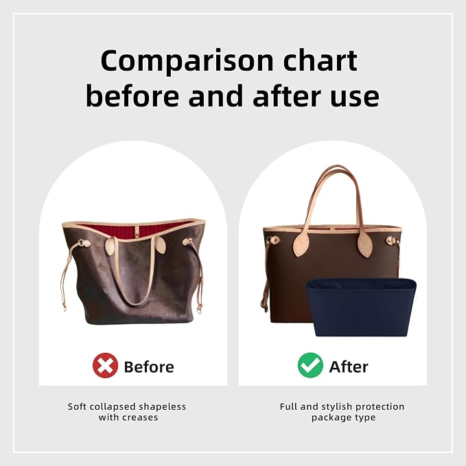 DGAZ Purse Organizer Insert Fits Neverfullbag BB/PM/MM/GM，Silk Bag Organizer，Luxury Handbag & Tote Shaper(Blue nuit,MM) - Image 4