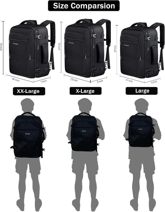 Vancropak Carry on Backpack for Airplanes, 45L Expandable Travel Backpack | Flight-approved Luggage Suitcase Daypack, Water-resistant, Lightweight Business Overnight Weekender Bag for Men Women, Black - Image 6