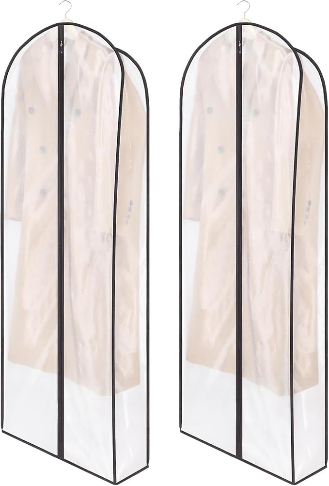 Zilink Breathable Fur Coat Storage Bags 60" Dress Bags for Gowns Long Dust Covers for Hanging Clothes with 7" Gussted Wrinkle Free for Leather Jacket Fur Coat Puffy Dress Storage, Set of 2 by Zilink
