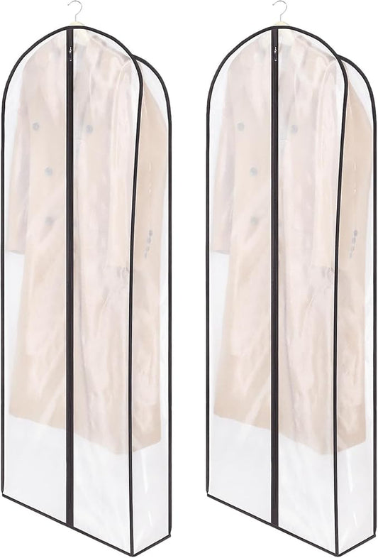 Zilink Breathable Fur Coat Storage Bags 60" Dress Bags for Gowns Long Dust Covers for Hanging Clothes with 7" Gussted Wrinkle Free for Leather Jacket Fur Coat Puffy Dress Storage, Set of 2 by Zilink