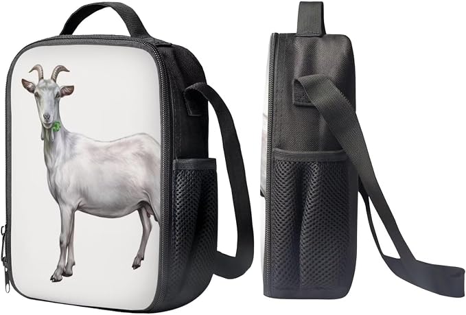 Kids Novelty Animal Backpack and Lunch Box for Boys Girls Student Lightweight 17 Inch School Domestic Goat Backpack with Lunch Bag Pencil Case Kids Comfy Padded Black Large Bookbag - Image 4