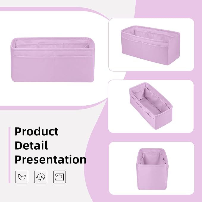 DGAZ Silk Purse Organizer Insert for Birkin Bag(Mauve Sylvestre,BK35) | Soft and Lightweight,Perfect Fit,Multi-pocket Storage,Bag Protector,Luxury Bag Care,Handmade,for Smooth Bag Organizer - Image 7
