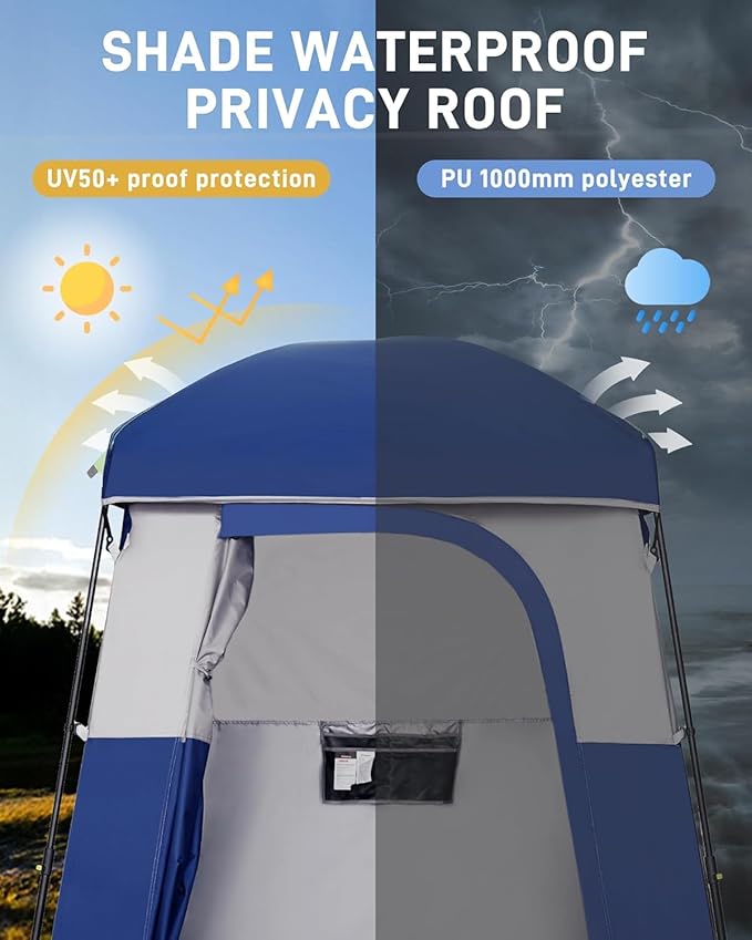 KingCamp Shower Tent, Portable Privacy Tent Outdoor Camping 1/2 Room Toilet Tents with Shower Bag & Dressing Room for Beach, Camping & Hiking - Image 5