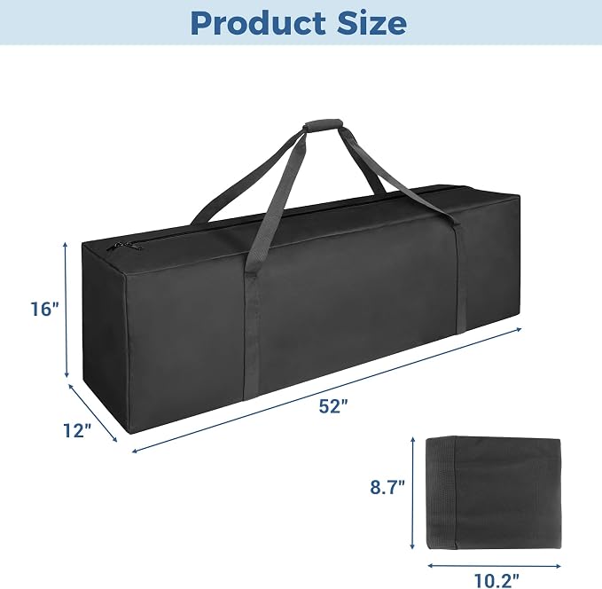 COOLBEBE 52" Sports Duffle Bag - 160L Extra Large Travel Duffel Luggage Bag with Upgrade 2-way Lockable Zippers, Sturdy & Water Resistant Long Duffle Bag for Camping Moving (Black 52inch 2Pack) - Image 5