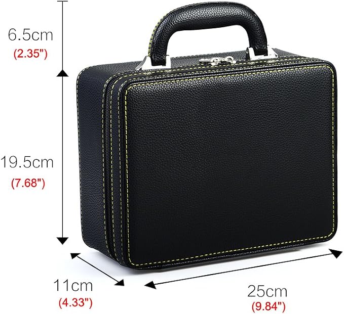 Oirlv Leather Jewelry Box Handmade Travel Jewelry Organizer Storage Case Holder For Girl Lady Earring,Ring,Necklace,Pendant,Watch,Bracelet(X010)Deep Black - Image 6