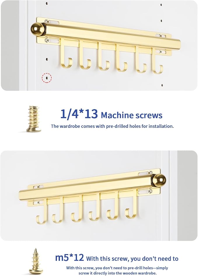 BaiNong Valet Rod for Closets Pull Out 16.5" Gold with 6 Hooks (2Pack) | Closet Valet Rod Slide Out for Closets, Laundry Rooms, RVs Space-Saving - Image 9
