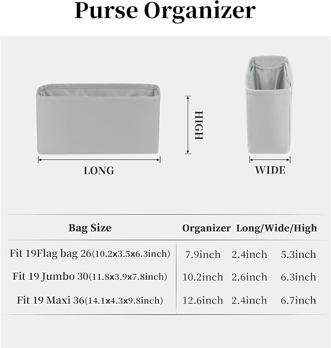 Organizer for Purse Bags, Tote HandBags Organizer with Silky Satin Compatible with Chanel 19 Jumbo, Lightweight Inner Bag for Luxury Bags (Peral Grey, Jumbo30) - Image 6