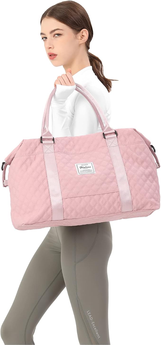 Weekender Bags for Women, Travel Duffel Overnight Carry on Bag with Toiletry Bag&Wet Pocket,Pink - Image 7