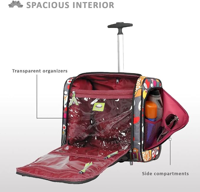 Lily Bloom Designer 15 Inch Carry On - Weekender Overnight Business Travel Luggage - Lightweight 2- Rolling Wheels Suitcase - Under Seat Rolling Bag for Women (Bliss) - Image 4