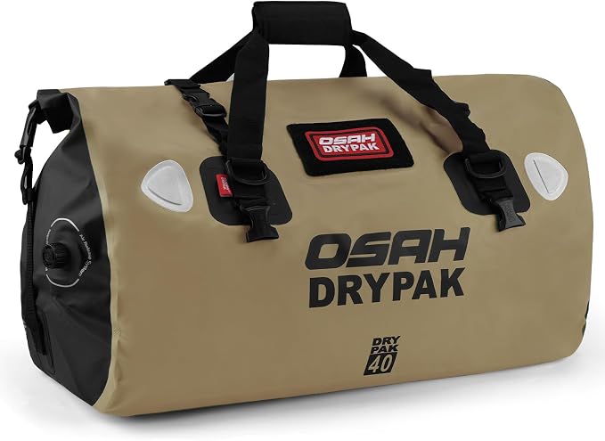 OSAH DRYPAK Waterproof Duffel Bag - Motorcycle Dry Bag Tail Bag with Large Storage Space, Waterproof Luggage Duffle Bags with Outer Mesh Zipper Pocket for Camping, Kayaking, Fishing & Traveling by OSAHDRYPAK