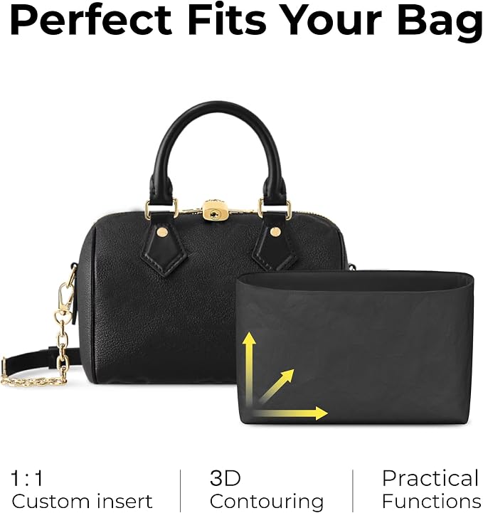 Purse Organizer Insert for LV Speedy 20 Handbag,Custom Fit Inside Premium Matte Black Lightweight WaterResistant Tote Bag Insert Accessories - Image 3