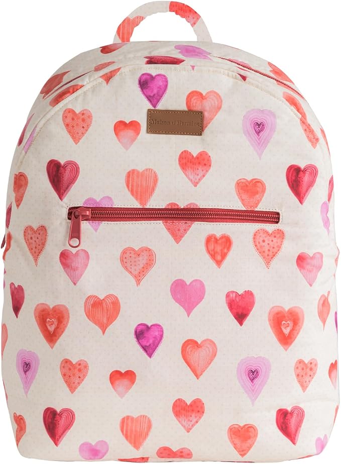 Maison d' Hermine Backpack for Women Men Cotton Shoulder Multipurpose Rucksack with Small Pouch Lightweight Multi Pocket Bag for Travel Work Beach Perfect for Spring Summer (Sweethearts) by MaisondHermine