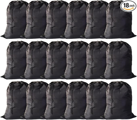 Extra Large Laundry Bag 30"x40" – 18 Pack All Black Drawstring Bags for College, Dorm, Apartment – Bulk Set for Family or Shared Laundry Rooms – YETHAN by YETHAN