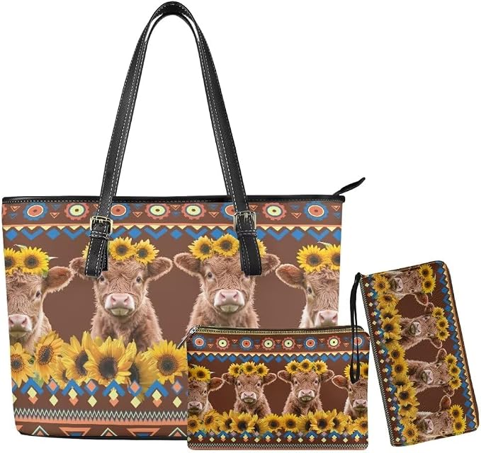 Women Purse Handbags Wallet Sets Leather Shoulder Tote Bag for Women,Top Handle Purse with Wrist Wallet Bag by Unknown