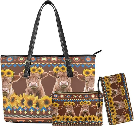 Women Purse Handbags Wallet Sets Leather Shoulder Tote Bag for Women,Top Handle Purse with Wrist Wallet Bag by Unknown