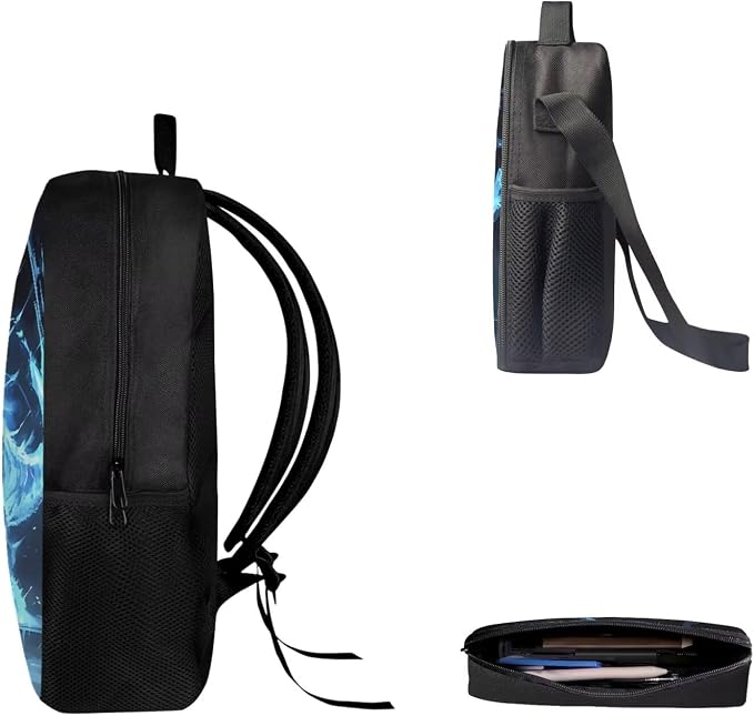 Mumeson Dinosaur Backpack Water Resistant 3 in 1 School Bag Set Outdoor Students Rucksack School Bag and Lightweight Lunch Bags Portable Pencil Case Back to School Supplies - Image 3