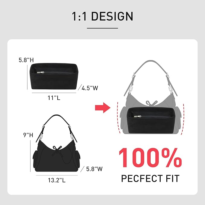 Velvet Purse Organizer Insert Compatible with Lv Carryall PM Insert Organizer and More, Bag Divider Shaper for Tote Handbags(PM,Black) - Image 4