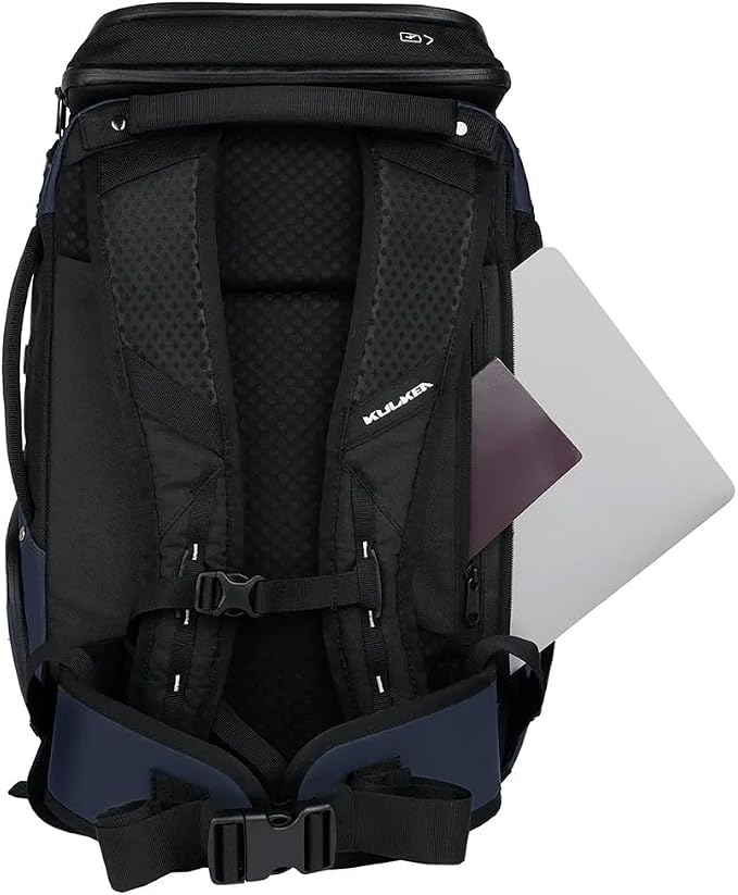 Käydä 36L Travel Backpack - Spacious Carry On Backpack with Detachable Travel Pouch, Magnetic Water Bottle Pocket, Passport and Laptop Pocket - Convertible Boot Bag for Snow Sports (Steel Blue) - Image 4