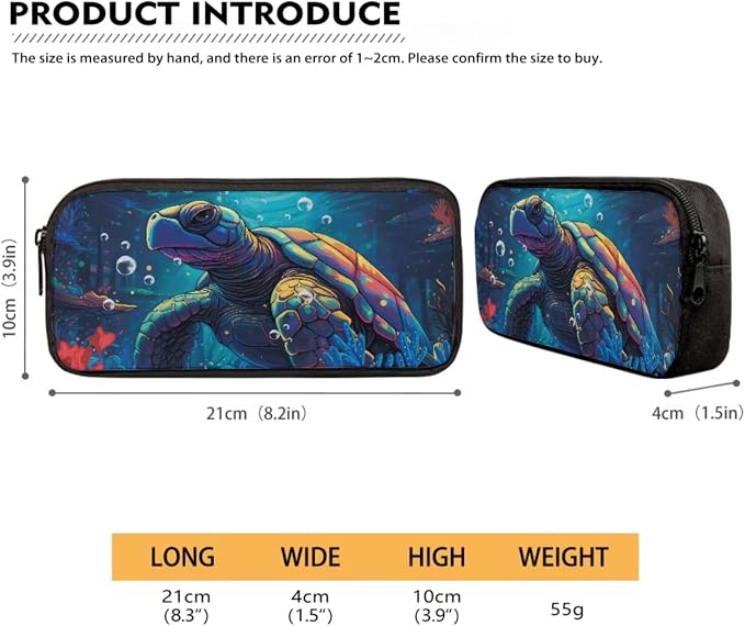 Retro Sea Turtle Print Backpack Set Boys Girls Schoolbag Large Capacity Bookbag Lunch Box Pencil Case 17 Inch Travel Laptop Backpacks Rucksack Fashion Daypack with Zipper - Image 5