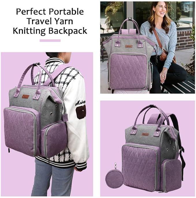 crochet bag,knitting bagBackpack and Tote Bag Storage Bag ，Large capacityYarn Storage Organizer Travel Crochet Bag Women Carrying Crochet Accessories Knitting Needles Crochet - Image 4