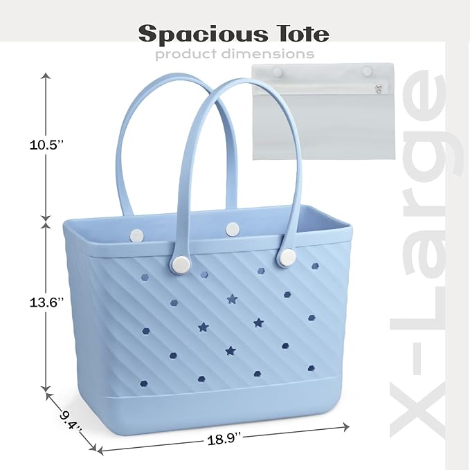 Rubber Tote Bag Extra Large & Medium, Waterproof Beach Bag for Women Men, Pool Travel Swim Silicone Tote - Image 3