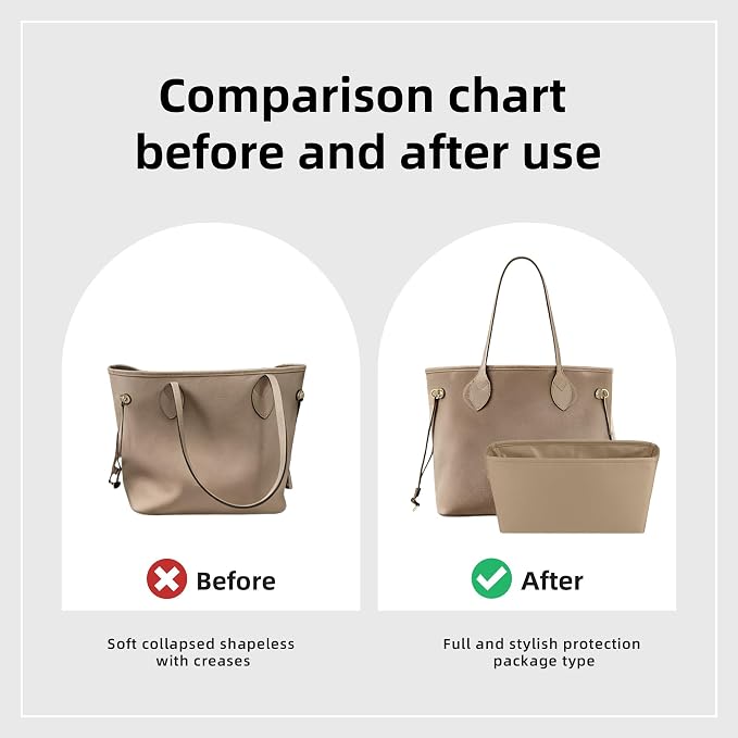 DGAZ Purse Organizer Insert Fits Neverfullbag Mini/PM/MM/GM，Silk Bag Organizer，Luxury Handbag & Tote Shaper(Chai,MM) - Image 4