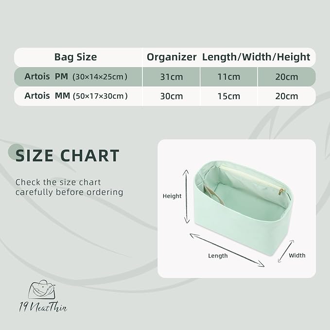 Lightweight Bag Insert for Artois PM, Side Zipper, Green | Bottle Holder and Side Zip, Smooth Satin Interior, Easy-Care Outer Surface, Multiple Color Options, Structured Yet Flexible - Image 3