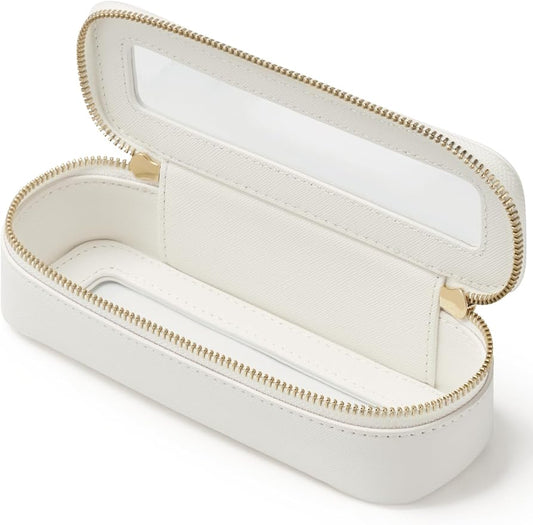 Popvibe Slim Makeup Brush Bag Travel Clear Toiletry Bag for Women Cute White Make Up Bag for Traveling Cosmetic Bag Organizer Waterproof Tansparent Beauty Makeup Case by POPVIBE