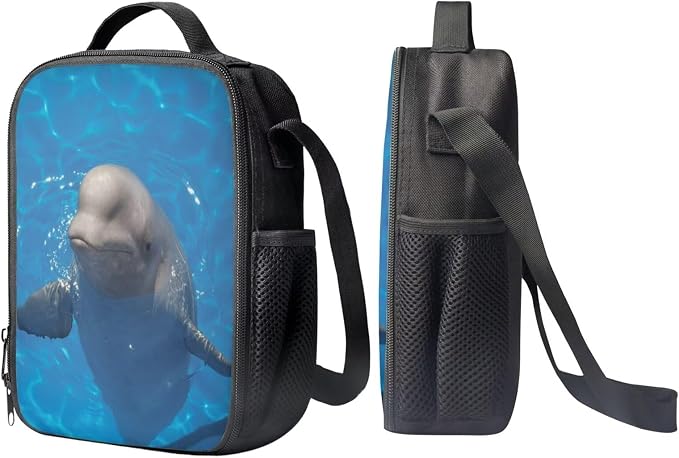Girls Boys School Backpack with Lunch Box Pencil Case Comfy Padded Lightweight Beluga Whales Backpack Set Kids Cute Bookbag Insulated Lunch Bag Student Large Capacity Daypack 17 Inch - Image 4